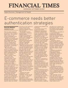 FINANCIAL TIMES WEDNESDAY SEPTEMBERDigital Business | Management & People  E-commerce needs better