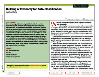 Special Section  Building a Taxonomy for Auto-classification Bulletin of the American Society for Information Science and Technology – December/January 2013 – Volume 39, Number 2  by Wendi Pohs