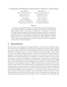 A Comparison of Phylogenetic Reconstruction Methods on an IE Dataset Luay Nakhleh Tandy Warnow  Dept. of Computer Science