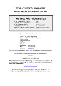 Notices and proceedings: London and the South East of England: 29 August 2014