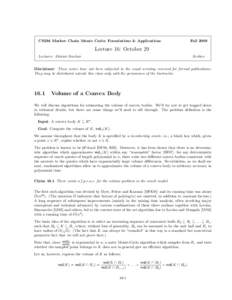 CS294 Markov Chain Monte Carlo: Foundations & Applications  Fall 2009 Lecture 16: October 29 Lecturer: Alistair Sinclair