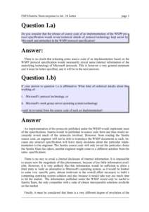 FSFE/Samba Team response to Art. 18 Letter  page 1 Question 1.a) Do you consider that the release of source code of an implementation of the WSPP pro­