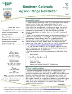 ISSUE  13 Southern Colorado Ag and Range Newsletter