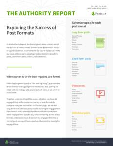 THE AUTHORITY REPORT Exploring the Success of Post Formats In this Authority Report, the Parse.ly team takes a closer look at the success of various media formats to see if the overall impact of a piece of content is con