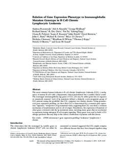 B-cell chronic lymphocytic leukemia / Lymphocytic leukemia / Nicholas Chiorazzi / ZAP70 / Microarrays / Leukemia / Carcinogenesis / Gene expression profiling / Antibody / Medicine / Oncology / Biology