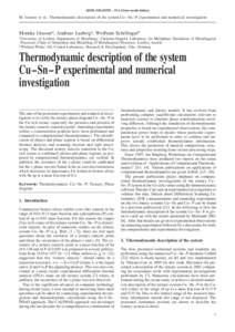 IJMR_MK110789 – stm media köthen  M. Grasser et al.: Thermodynamic description of the system Cu – Sn – P experimental and numerical investigation Monika Grassera, Andreas Ludwiga, Wolfram Schillingerb