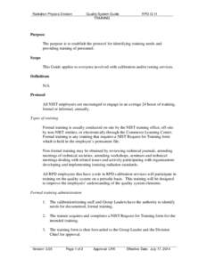 Radiation Physics Division  Quality System Guide TRAINING  RPD-G-11