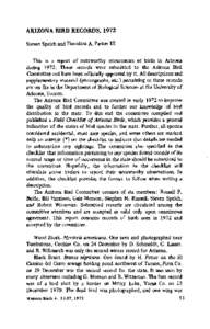 ARIZONA BIRD RECORDS, 1972 StevenSpeichandTheodore A. ParkerIII This is a report of noteworthyoccurrences of birds in Arizona duringThese recordswere submittedto the Arizona Bird