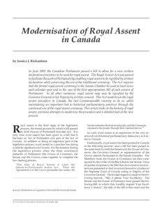 Modernisation of Royal Assent in Canada by Jessica J. Richardson