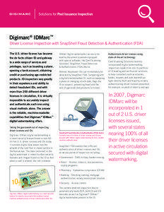 Solutions for Post Issuance Inspection  Digimarc® IDMarc™