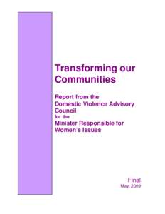 Transforming our Communities Report from the Domestic Violence Advisory Council for the