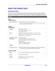 Construction Criteria for Private Toilet Space Type from the GSA Unit Cost Study