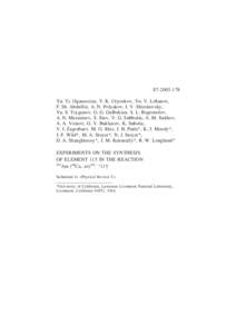 Experiments on the synthesis of element 115 in the reaction 243Am (48Ca, xn) 291-x115