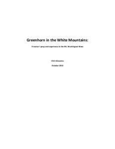 Greenhorn in the White Mountains: A novice’s prep and experience in the Mt. Washington Wave Chris Giacomo October 2013