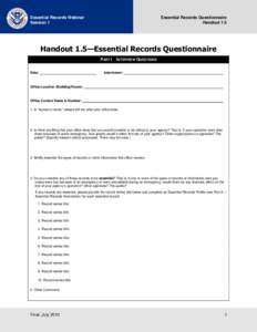 Handout 1.5: Essential Records Questionnaire