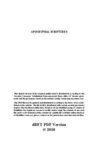 APOCRYPHAL SCRIPTURES  This digital version of the original publication is distributed according to the