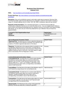 Business Data Enrichment Version[removed]WSDL: http://ws.strikeiron.com/CorteraBusinessVitals2?WSDL