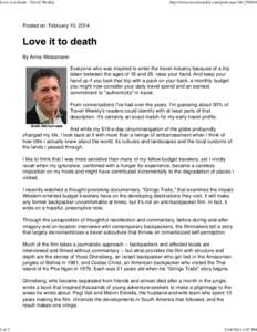 Love it to death - Travel Weekly