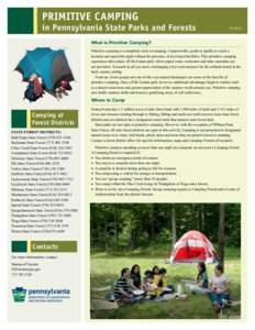 PRIMITIVE CAMPING  in Pennsylvania State Parks and Forests