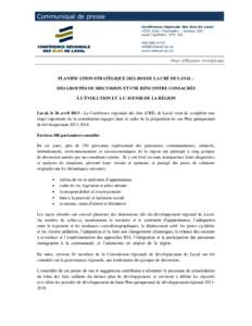 Communiqué de presse Conférence régionale des élus de Laval 1555, boul. Chomedey – bureau 220 Laval (Québec) H7V 3Z1[removed]removed]