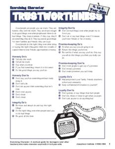 4- t Year-o 6O ld s Exercising Character  TRUSTWORTHINESS