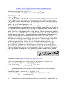 Southern Campaign American Revolution Pension Statements & Rosters Pension Application of William Aaron W10287 VA Transcribed and annotated by C. Leon Harris. Revised 10 June[removed]State of Georgia } SS.