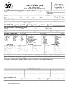 AYSO INCIDENT REPORT FORM Use in the event of Injury, Incident or Property Damage  Give this form