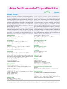 Asian Pacific Journal of Tropical Medicine APJTM Aims & Scope  Monthly