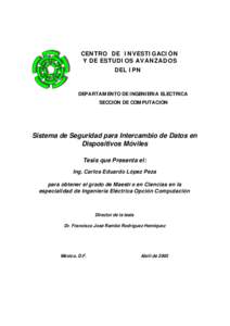 CENTRO DE INVESTIGACIÓN Y DE ESTUDIOS AVANZADOS DEL IPN DEPARTAMENTO DE INGENIERIA ELECTRICA SECCION DE COMPUTACION