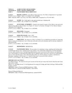 Grade A Pasteurized Milk Ordinance / Pasteurization / Dairy / Manufacturing / Science / Technology / United States Department of Agriculture / Dairy farming / Milk