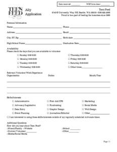 Date received: ____________  Ally Application  WSP form clear: ____________