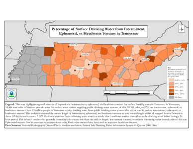 Percentage of Surface Drinking Water from Intermittent, Ephemeral or Headwater Streams in Tennessee