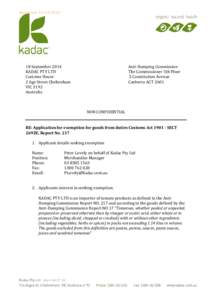 Received[removed]September 2014 KADAC PTY LTD Customs House 2 Age Street Cheltenham
