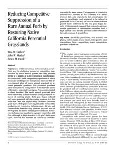 Reducing Competitive Suppression of a Rare Annual Forb by Restoring Native California Perennial Grasslands