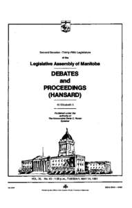 Second Session - Thirty-Fifth Legislature  oflhe Legislative Assembly of Manitoba
