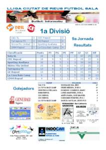 LLIGA CIUTAT DE REUS FUTBOL SAL A  VOLUM 153, ANY V 09 DE DESEMBRE DE 2013 1a Divisió Valy SL