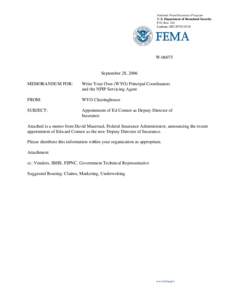 Institutional investors / Insurance law / National Flood Insurance Program / United States Department of Homeland Security / Flood insurance / David I. Maurstad / Insurance / Federal Emergency Management Agency / Public safety / Financial institutions / Types of insurance / Financial economics