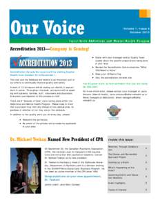 Our Voice  Volume 1, Issue 6 October[removed]Capital Health Ad diction s and Mental Heal th P ro g ram