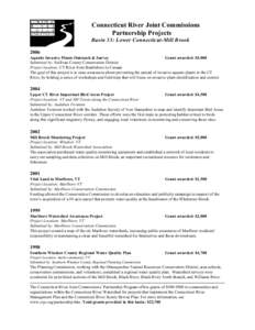 Connecticut River Joint Commissions Partnership Projects Basin 13: Lower Connecticut-Mill Brook 2006 Aquatic Invasive Plants Outreach & Survey Grant awarded: $5,000