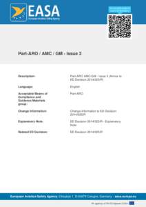 Part-ARO / AMC / GM - Issue 3  Description: Part-ARO AMC-GM - Issue 3 (Annex to ED Decision[removed]R)