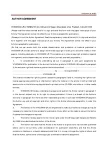 VIVECHAN-IJR, IMSEC  AUTHOR AGREEMENT VIVECHAN-IJR of IMSEC, NH-24, Adhyatmik Nagar, Ghaziabad, Uttar Pradesh, India[removed]Please read the notes overleaf and fill in, sign and send this form with the paper manuscript o