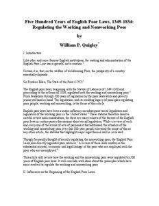 Labor economics / Poor Law / Personal life / Labor history / Pricing / Working poor / English Poor Laws / Statute of Labourers / Workhouse / Socioeconomics / Poverty / Economics