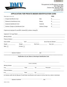 OBL 250 Private Bidder ID Card Application