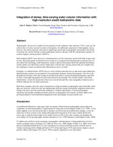 U.S. Hydrographic Conference, 2001  Hughes Clarke et. al Integration of dense, time-varying water column information with high-resolution swath bathymetric data