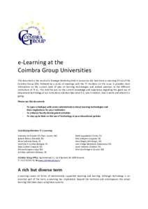 e-Learning at the Coimbra Group Universities This document is the result of a Strategic Workshop held in Leuven by the Task Force e-Learning (TF eL) of the Coimbra Group (CG), followed by a series of meetings with the TF