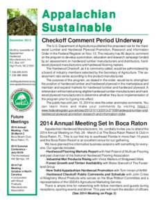 Appalachian Sustainable December[removed]Appalachian Sustainable newsletter - 1  December 2013