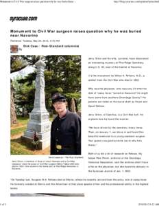 Monument to Civil War surgeon raises question why he was buried near Navarino | syracuse.com