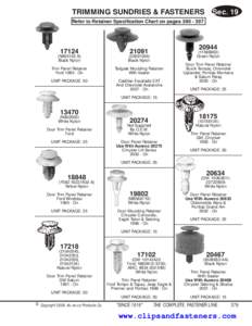 TRIMMING SUNDRIES & FASTENERS  Sec. 19 Refer to Retainer Specification Chart on pages[removed]