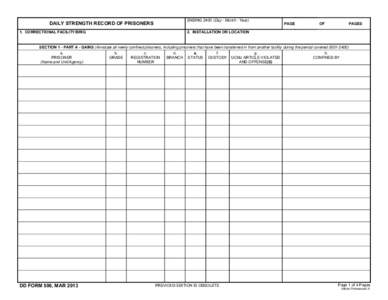 DAILY STRENGTH RECORD OF PRISONERS 1. CORRECTIONAL FACILITY/BRIG ENDING[removed]Day - Month - Year)  PAGE