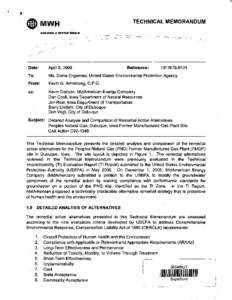 Technical Memorandum regarding detailed analysis and comparison of Remedial Action Alternatives